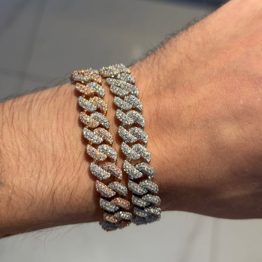 Cuban bracelet halo setting 10mm- Moissanite