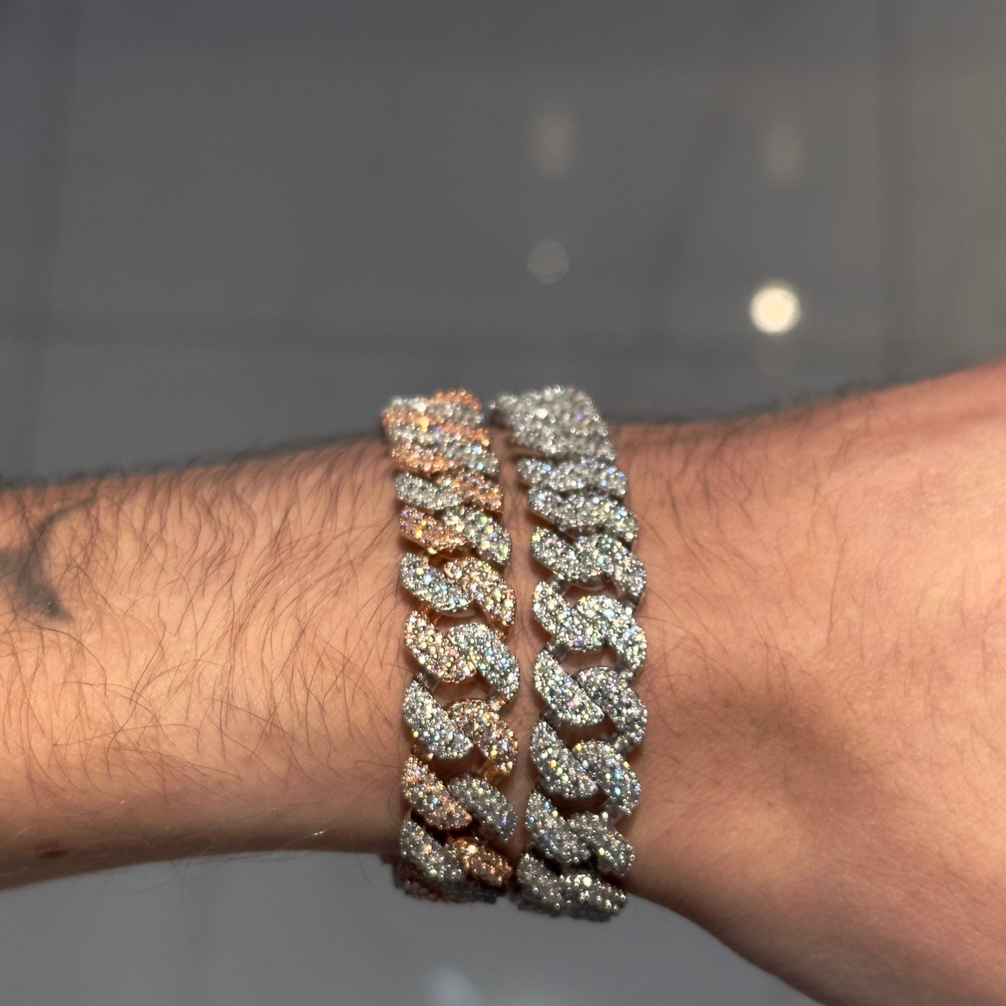 Cuban bracelet halo setting 10mm- Moissanite