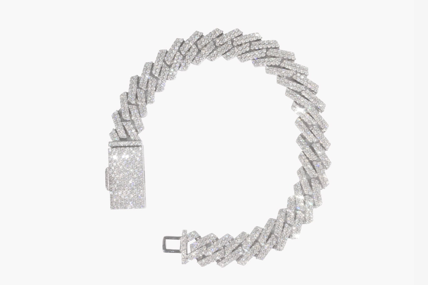Prong Cuban link bracelet 12mm- Moissanite