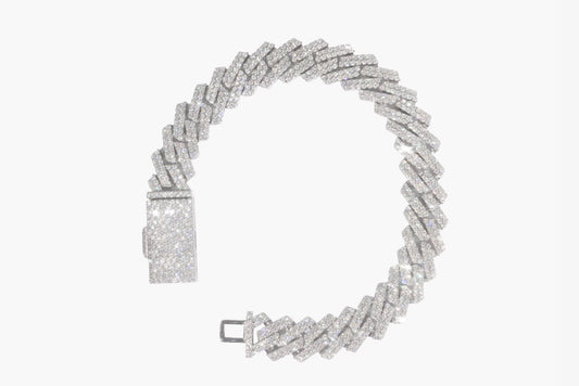 Prong Cuban link bracelet 12mm- Moissanite