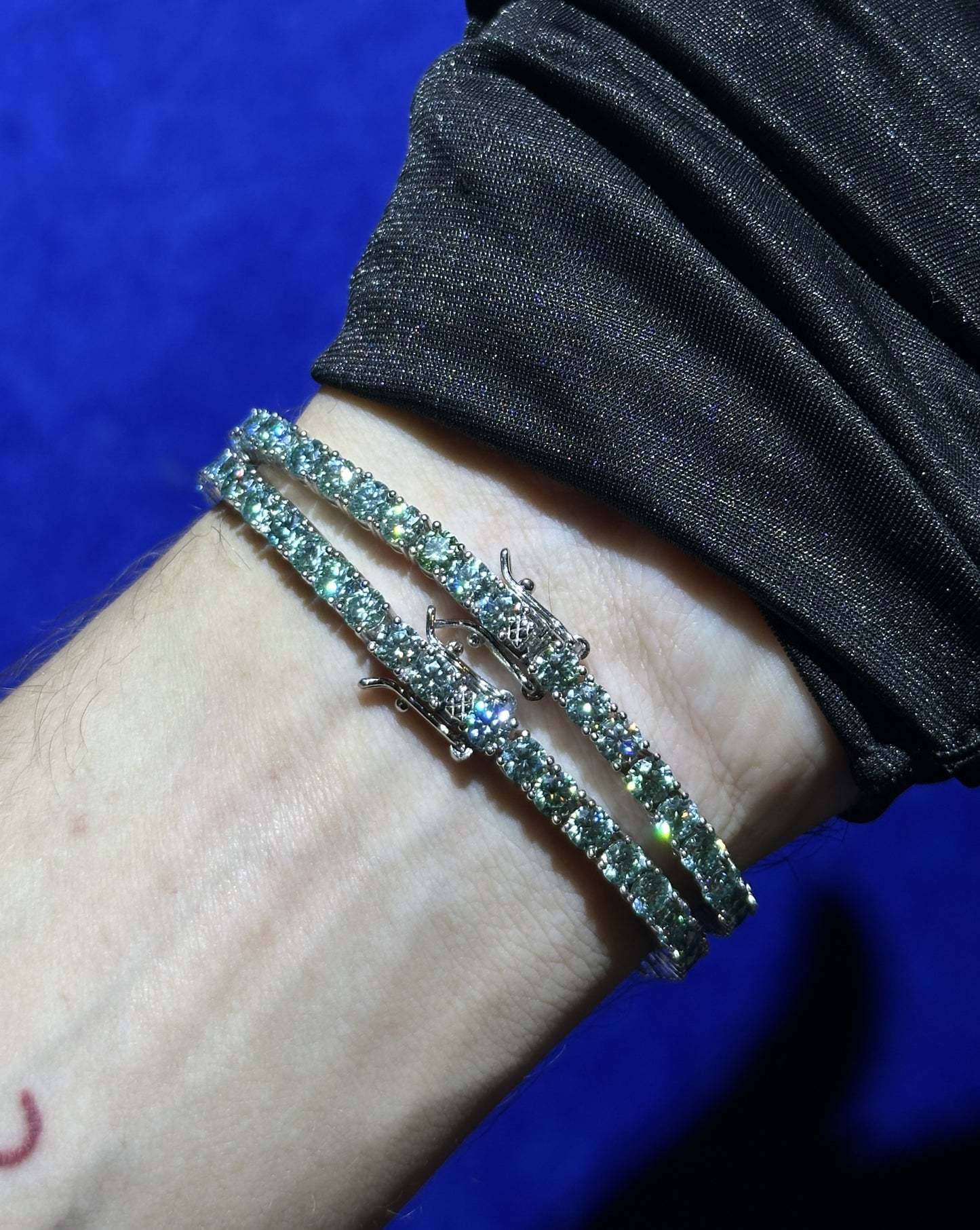 Tennis Bracelet Aqua Blue Green- Moissanite