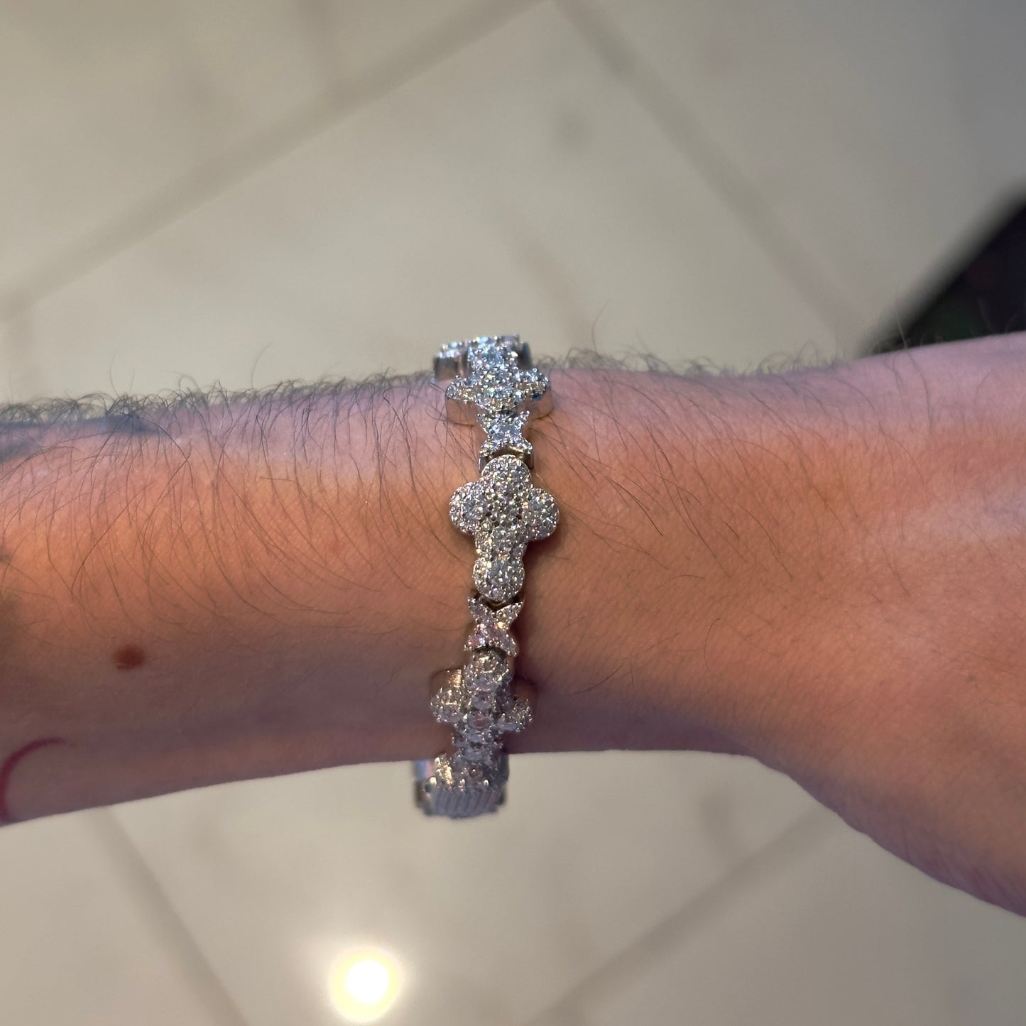 Cluster stone cross bracelet- Moissanite