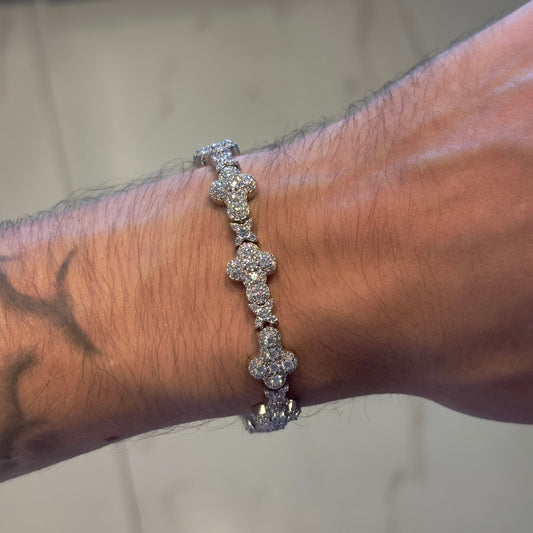Cluster stone cross bracelet- Moissanite
