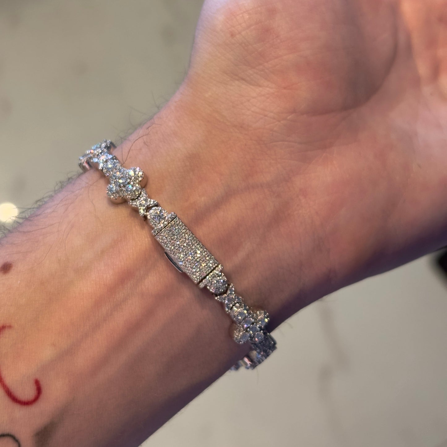 Cluster stone cross bracelet- Moissanite