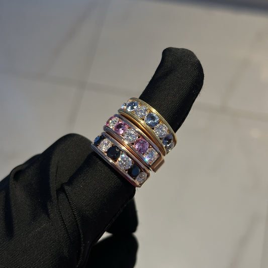 Alternating gemstone rings- Moissanite