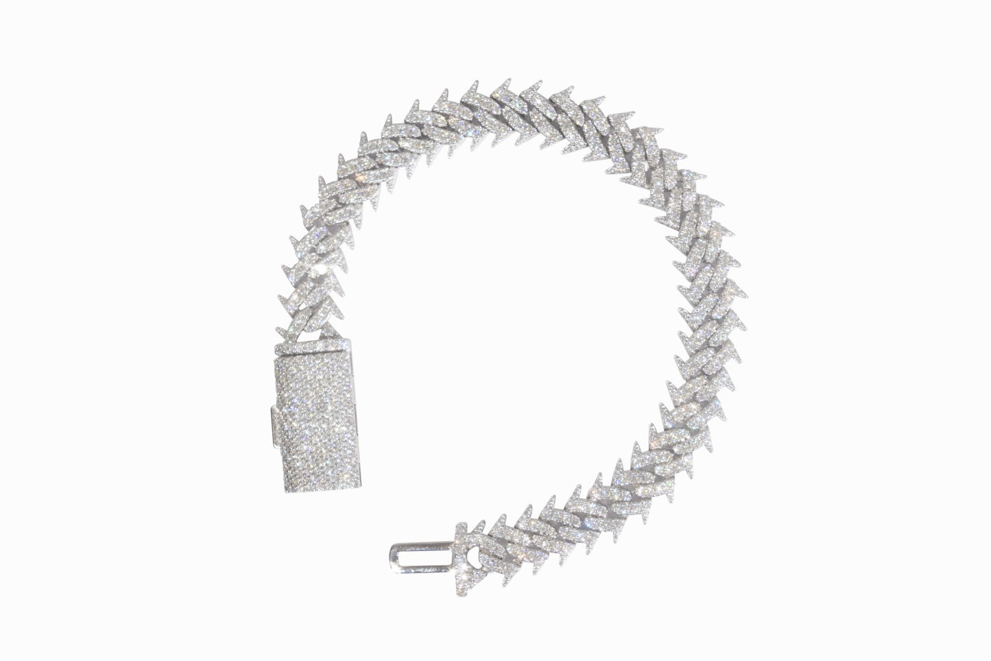 Spiked Cuban Bracelet 10mm- Moissanite