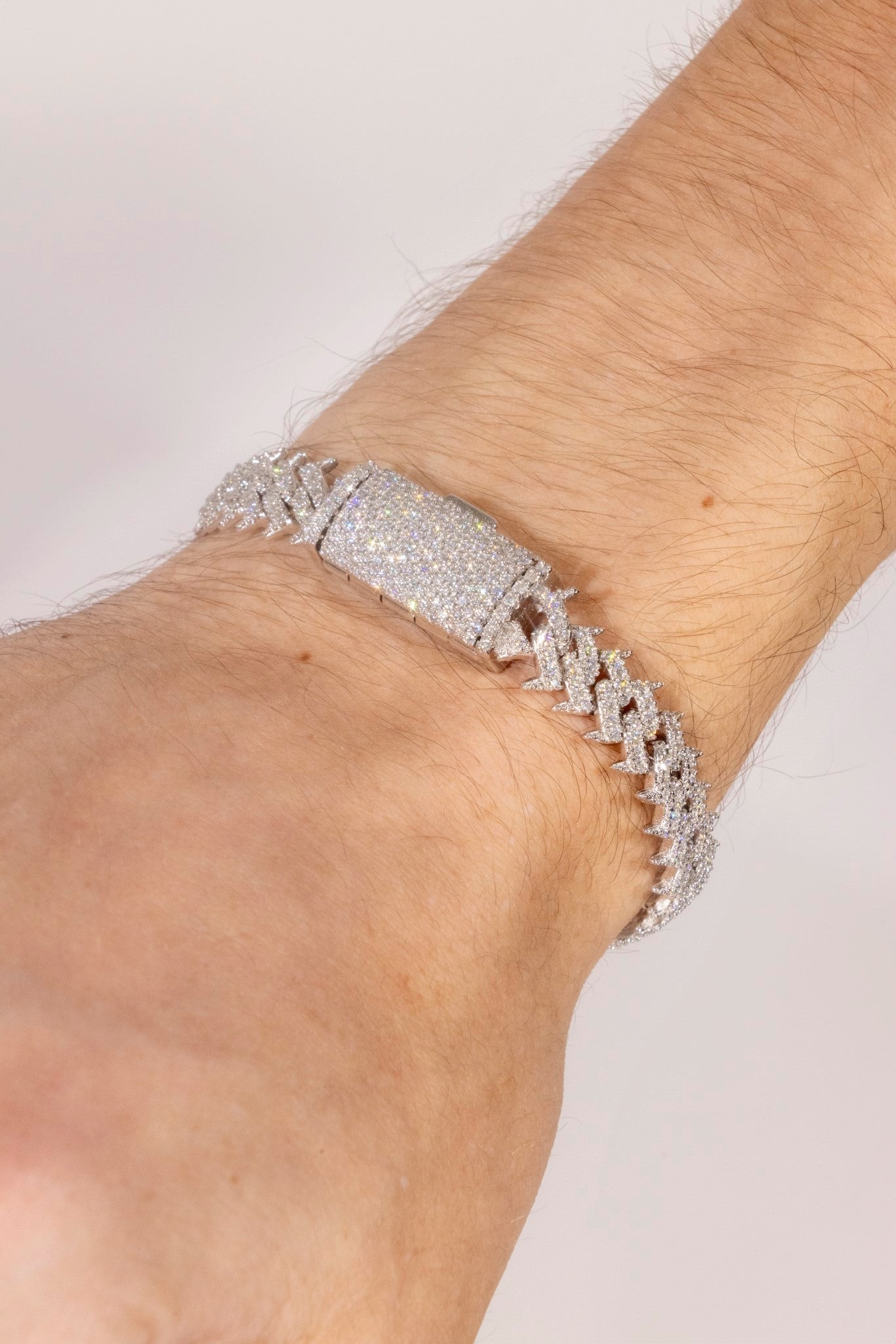 Spiked Cuban Bracelet 10mm- Moissanite