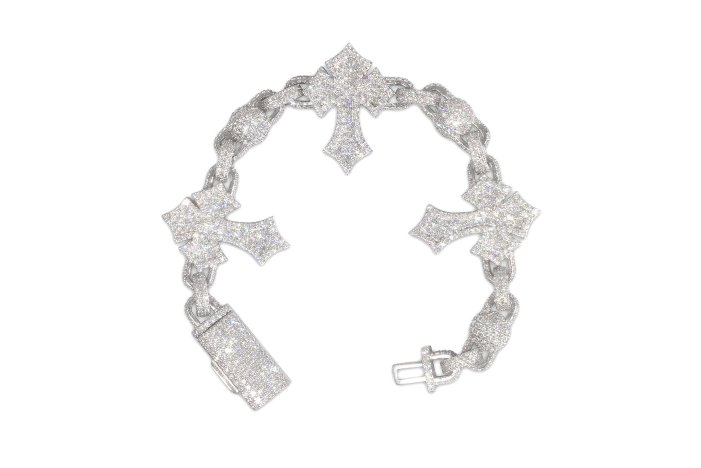 Cross Ball Link Bracelet- Moissanite