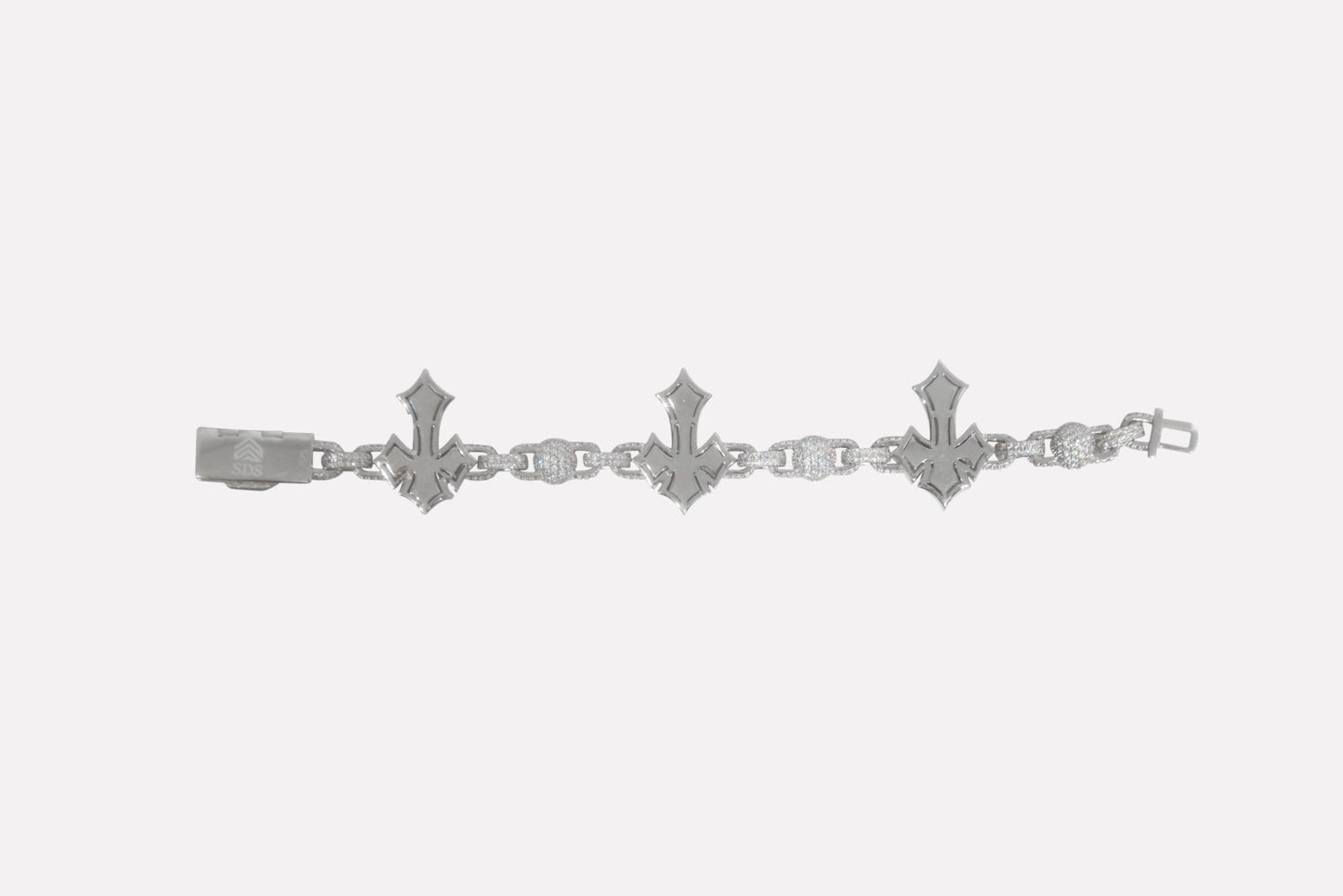 Cross Ball Link Bracelet- Moissanite