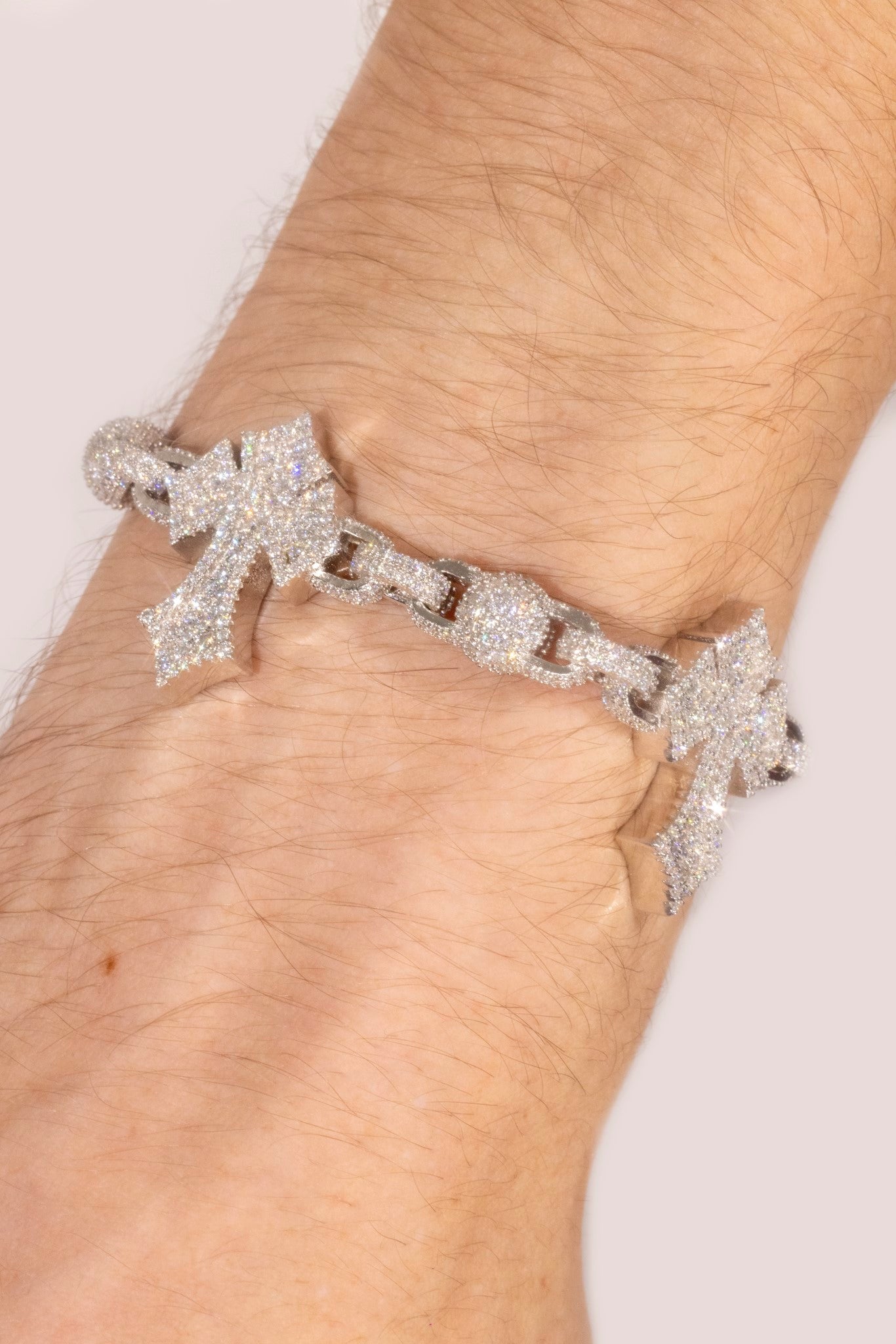 Cross Ball Link Bracelet- Moissanite