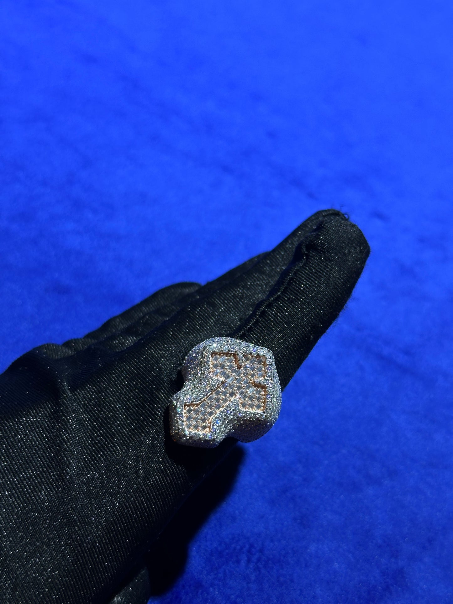 Two Tone Baguette Cross Ring- Moissanite