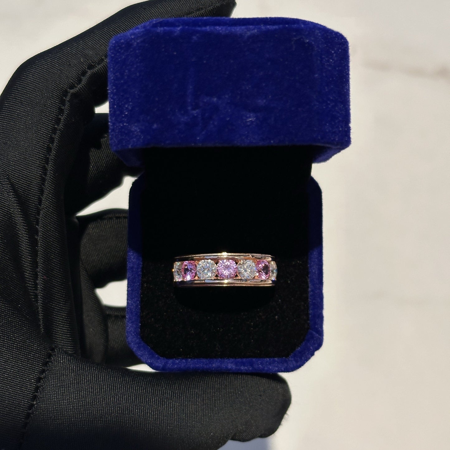 Alternating gemstone rings- Moissanite