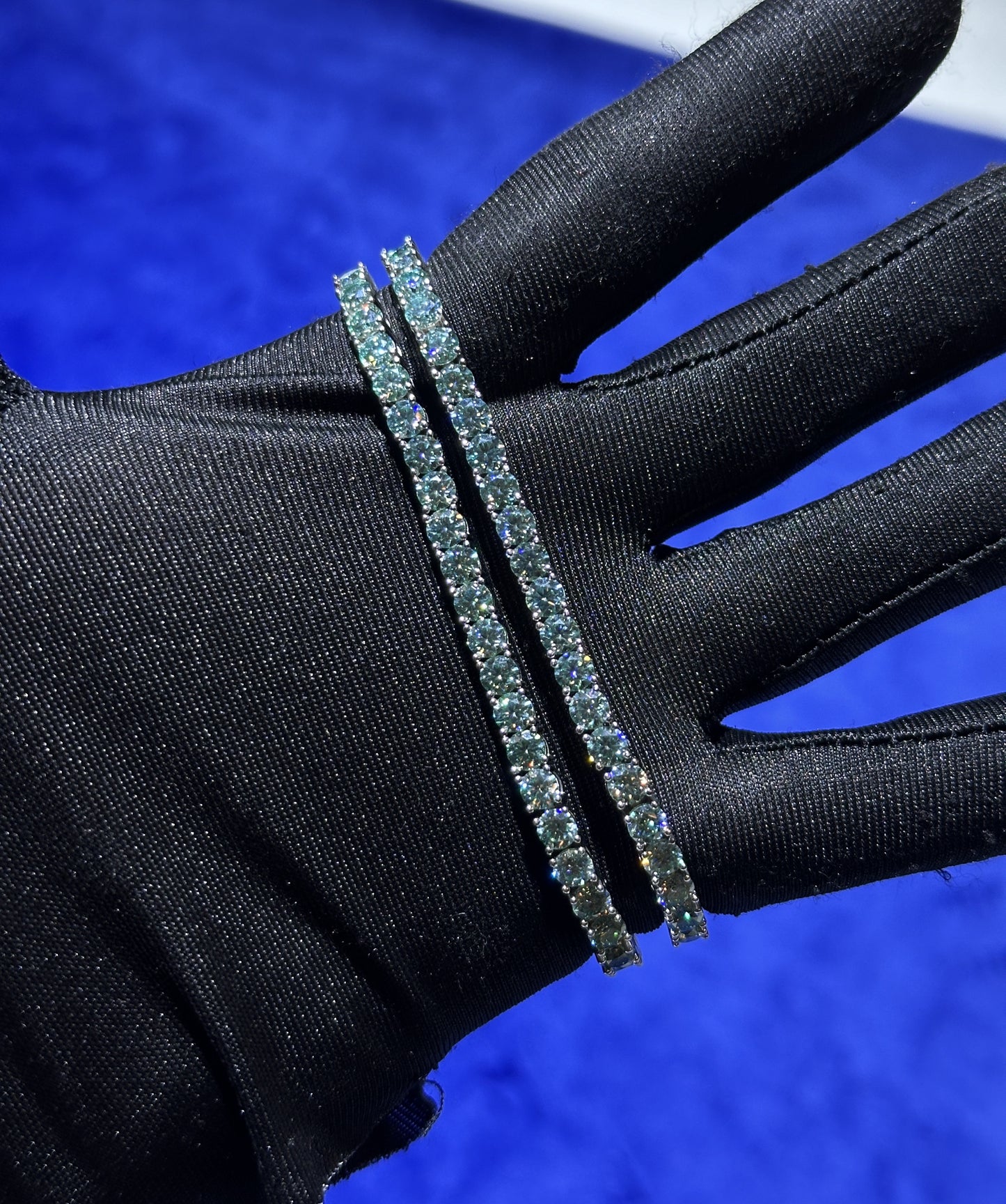 Tennis Bracelet Aqua Blue Green- Moissanite
