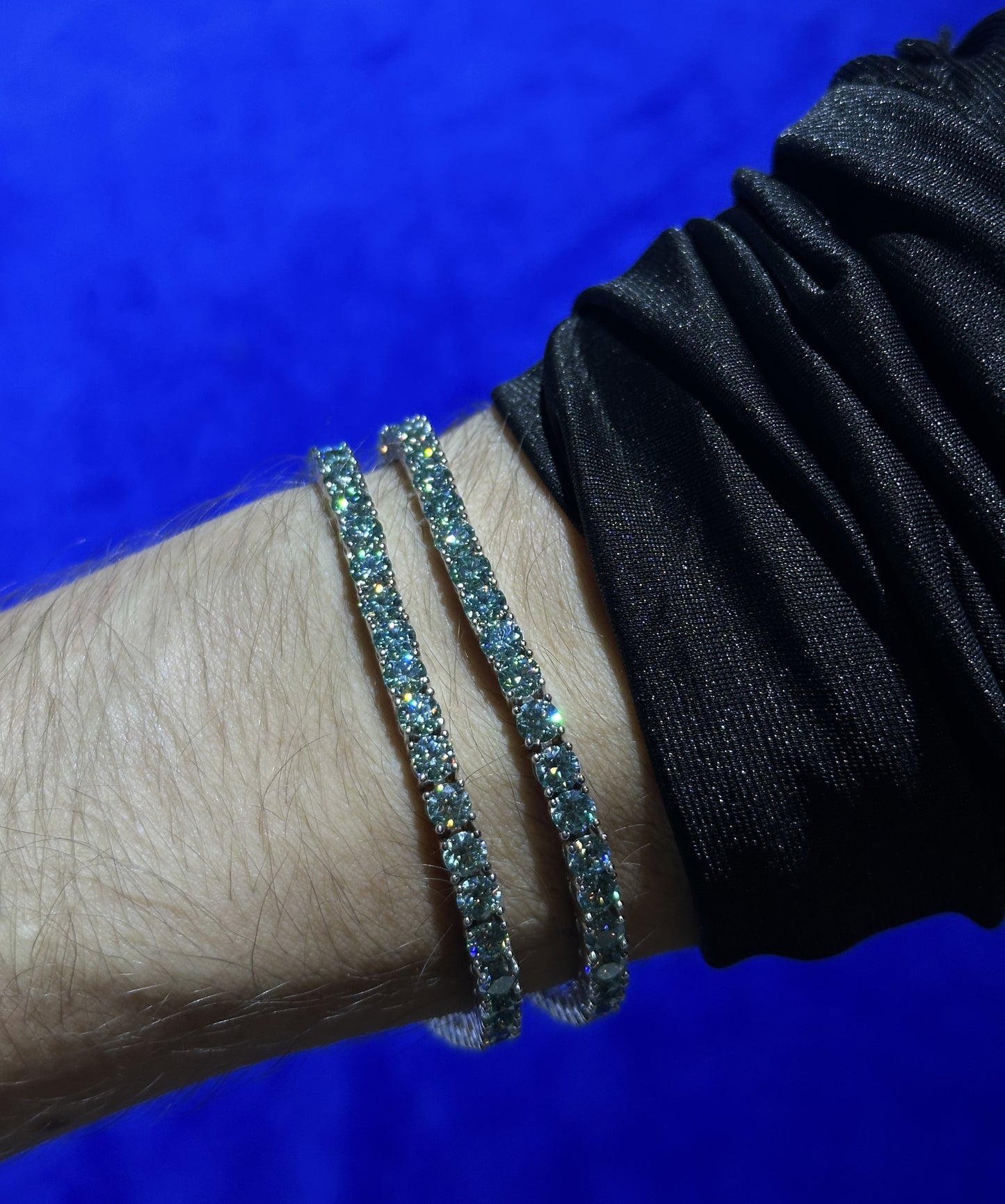 Tennis Bracelet Aqua Blue Green- Moissanite