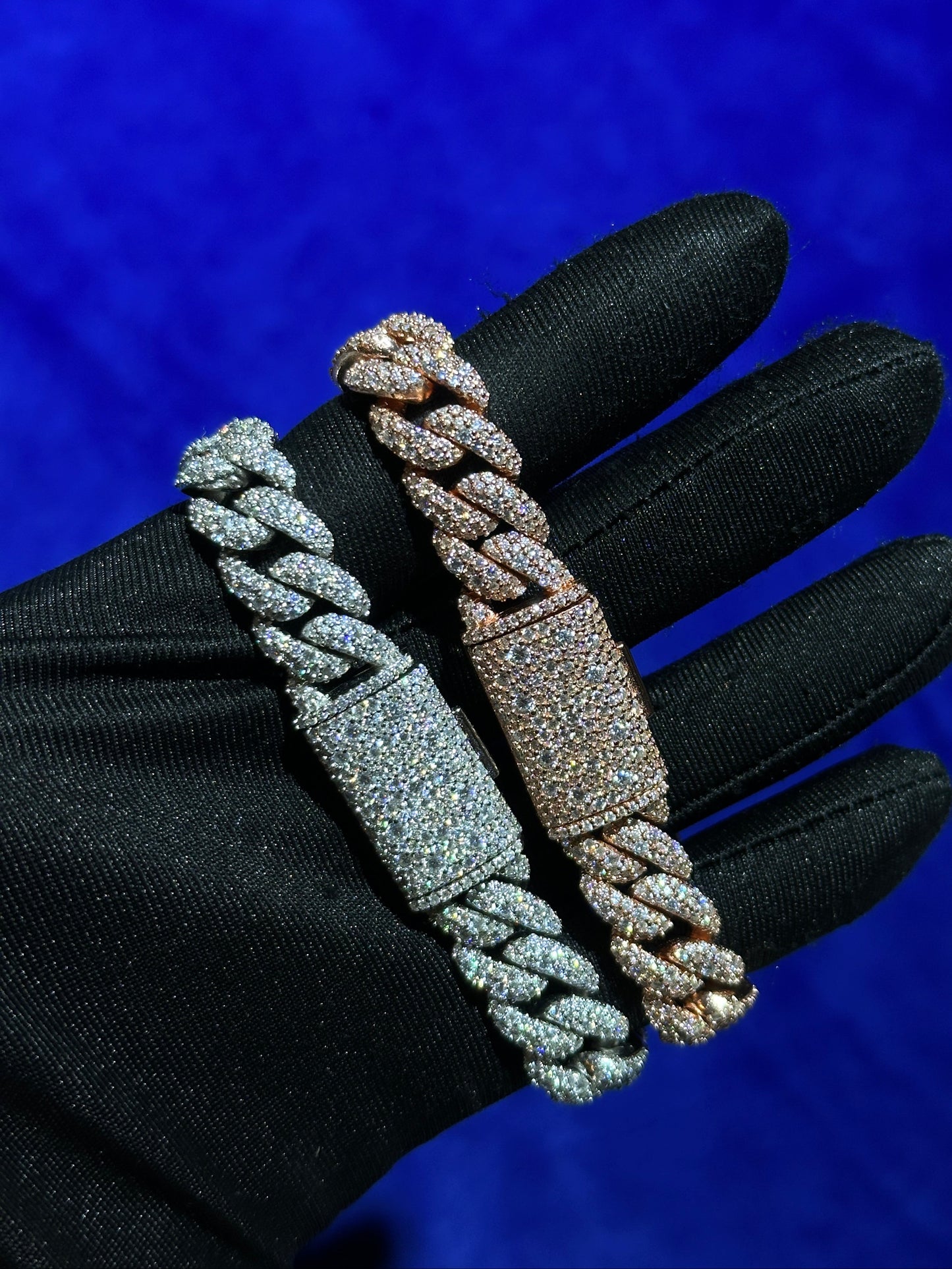 Mosaic Setting Cuban Bracelet 12mm- Moissanite