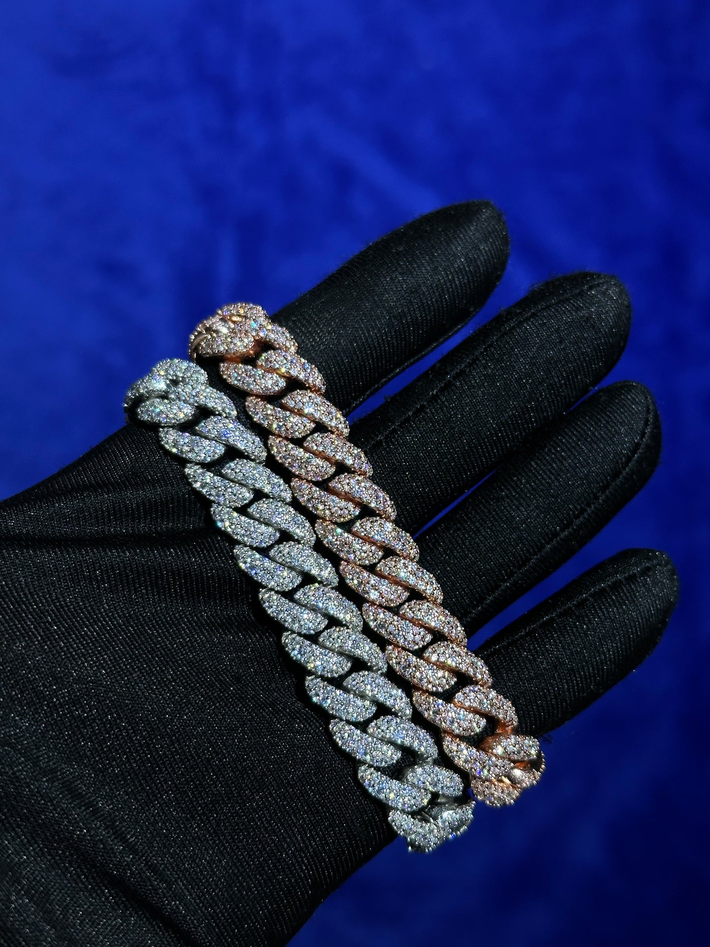 Mosaic Setting Cuban Bracelet 12mm- Moissanite