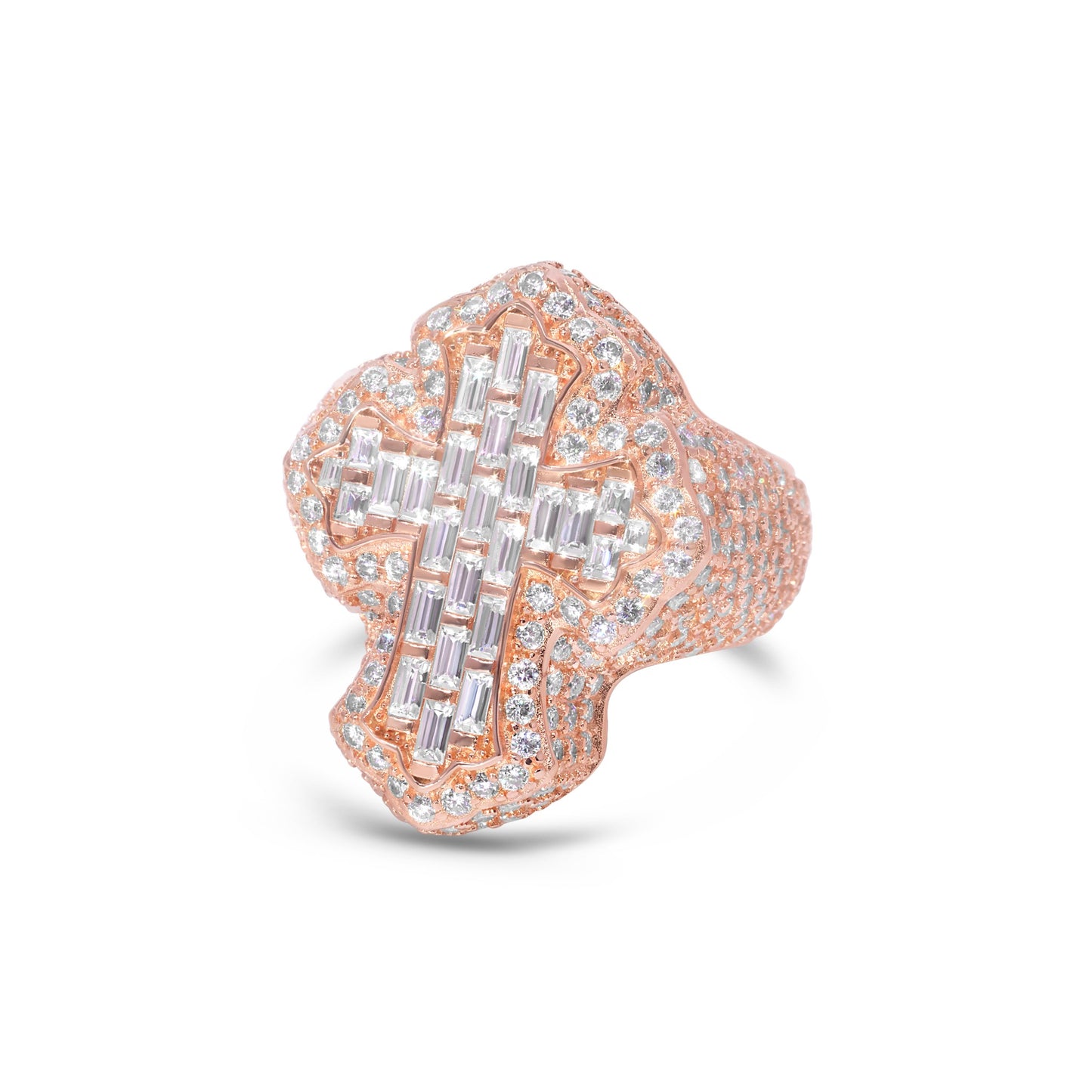 Baguette Cut Cross Ring- Moissanite