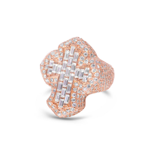 Baguette Cut Cross Ring- Moissanite