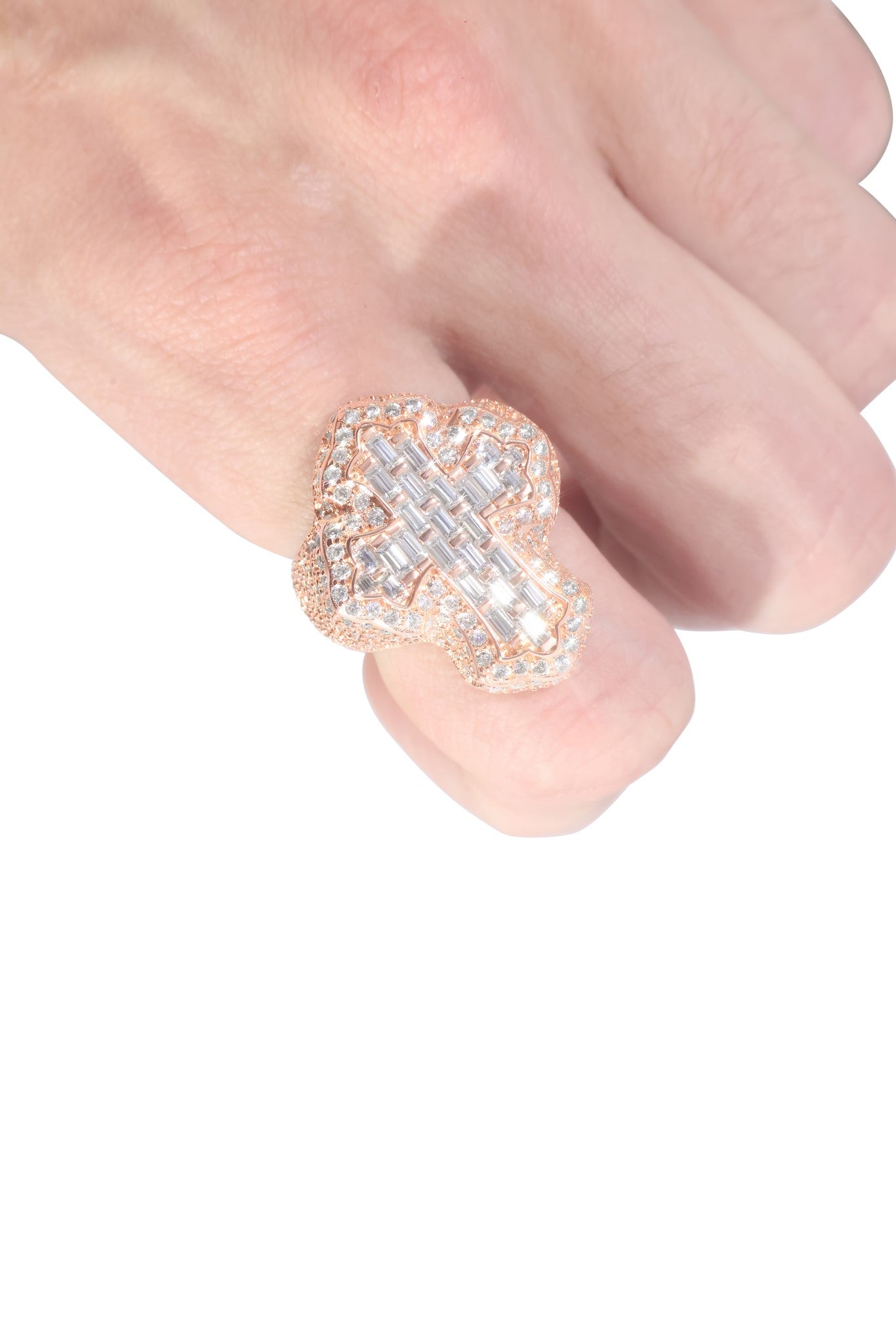 Baguette Cut Cross Ring- Moissanite