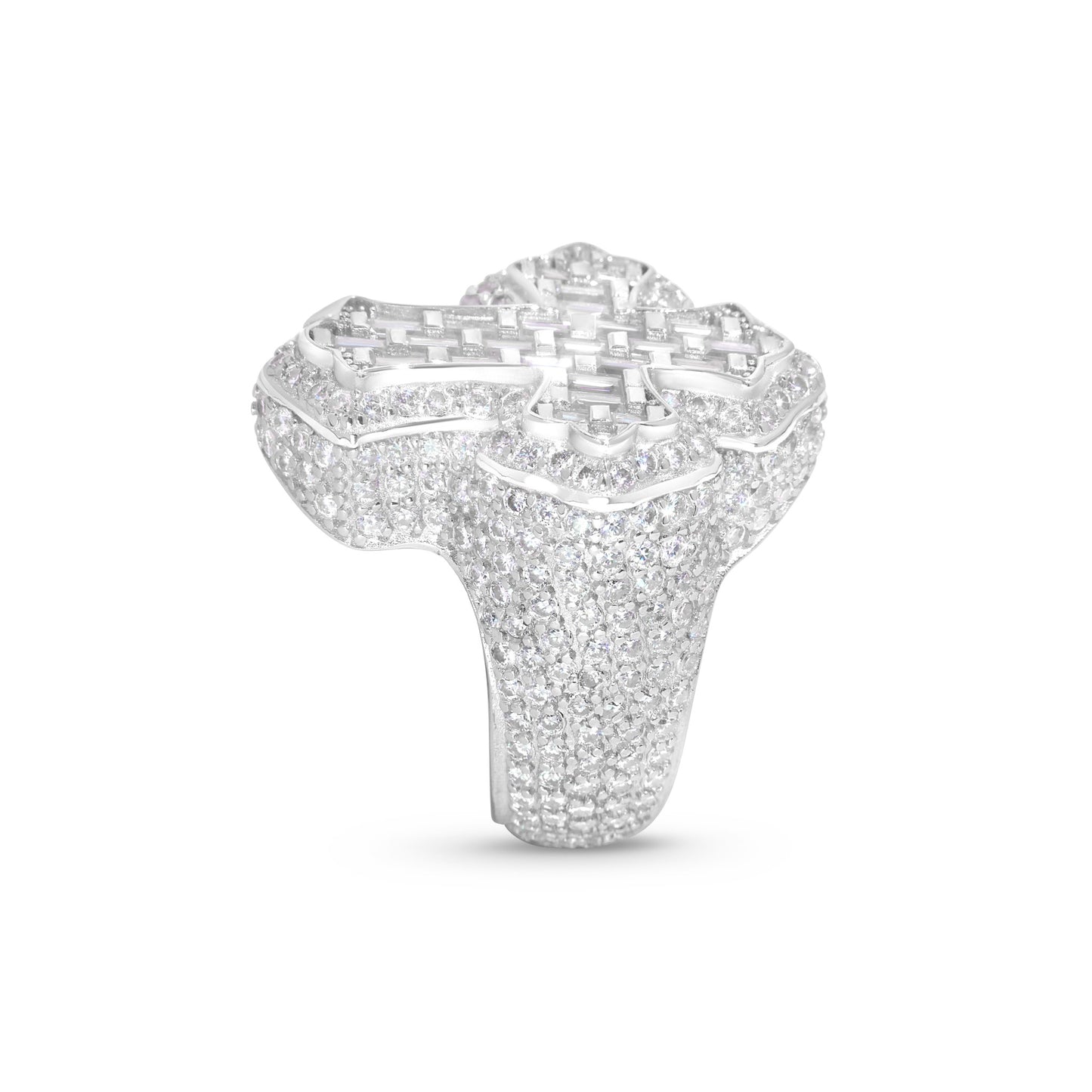 Baguette Cut Cross Ring- Moissanite