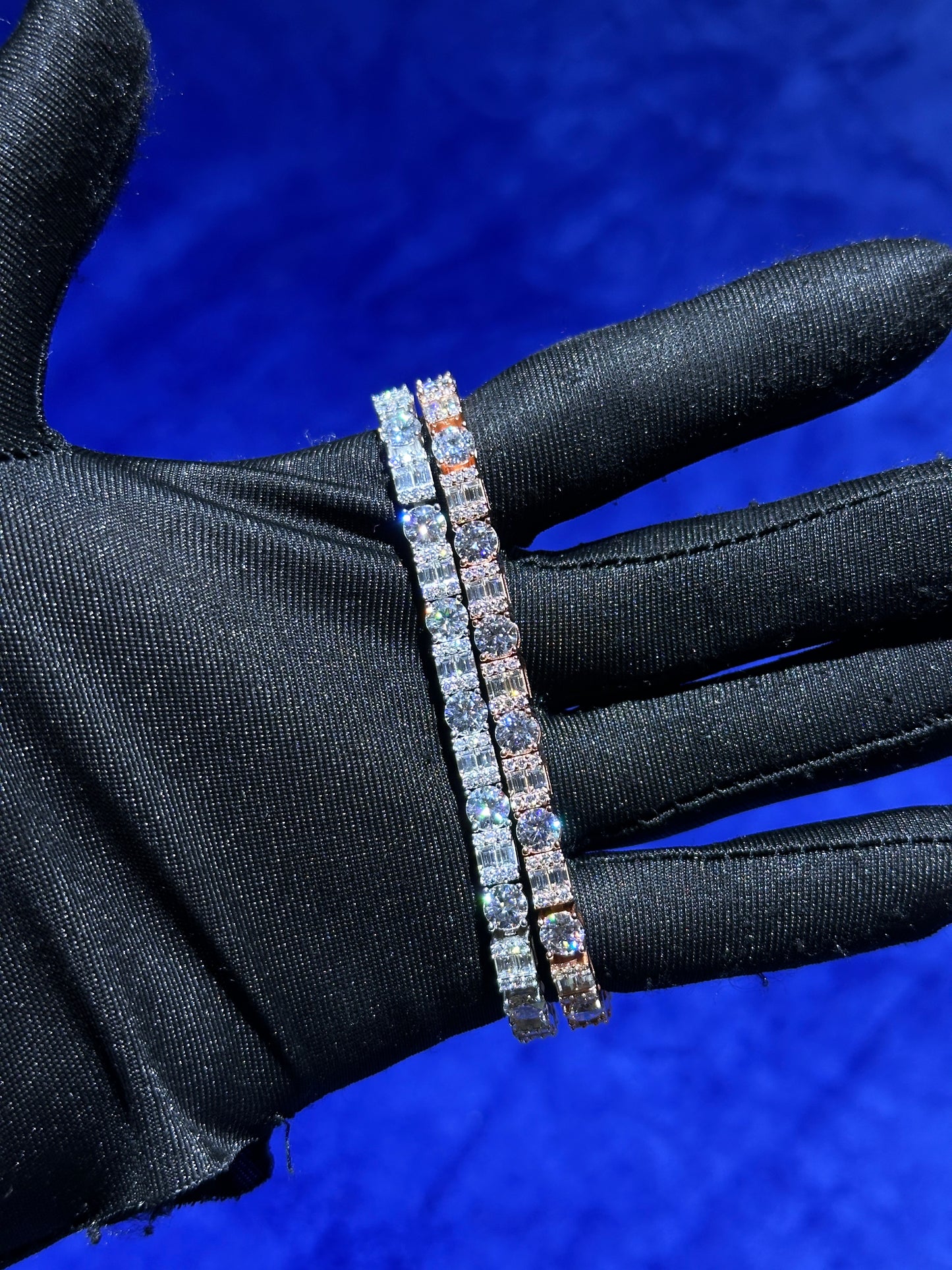 Baguette and Round Stone Tennis Bracelet 5mm- Moissanite