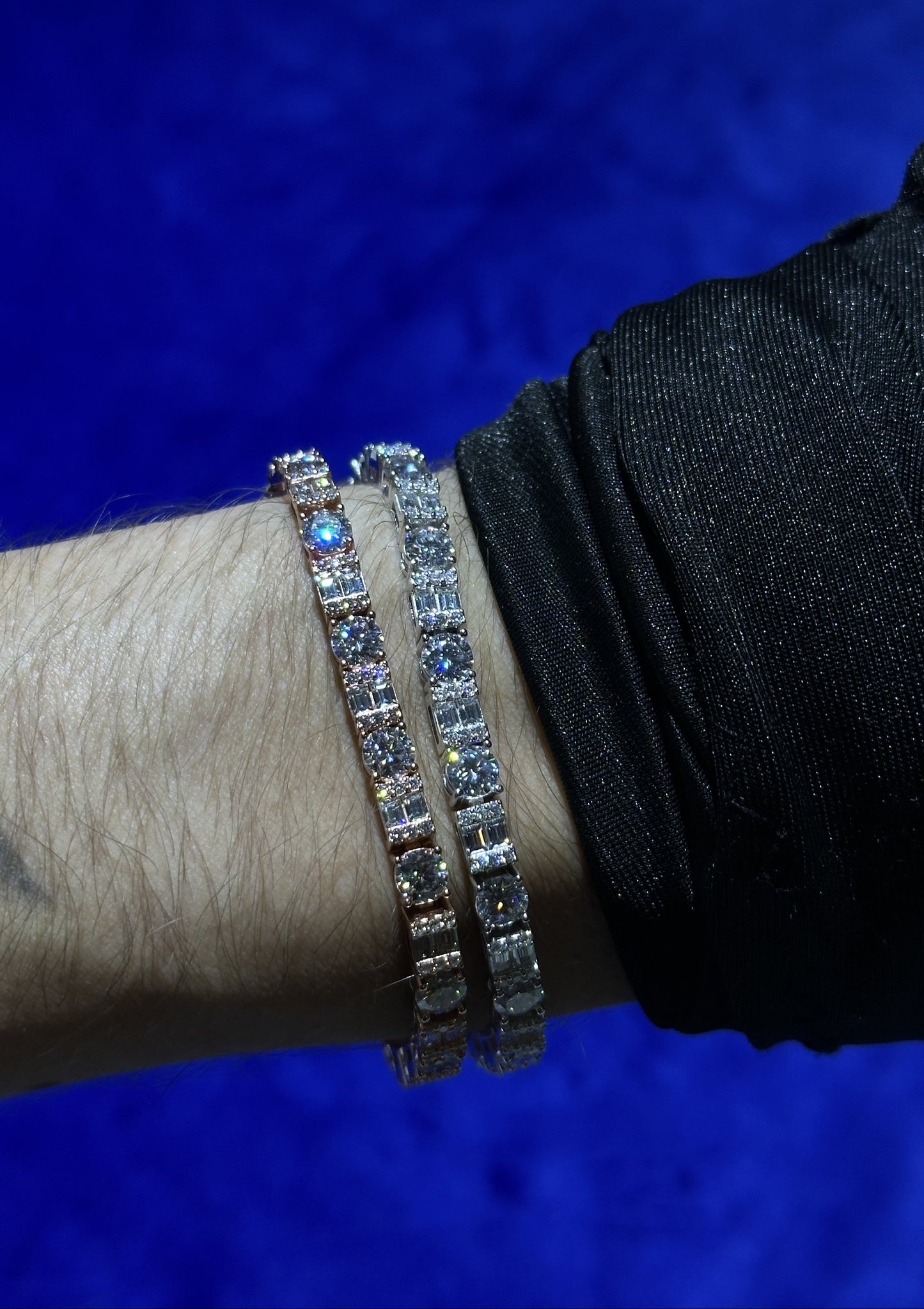 Baguette and Round Stone Tennis Bracelet 5mm- Moissanite