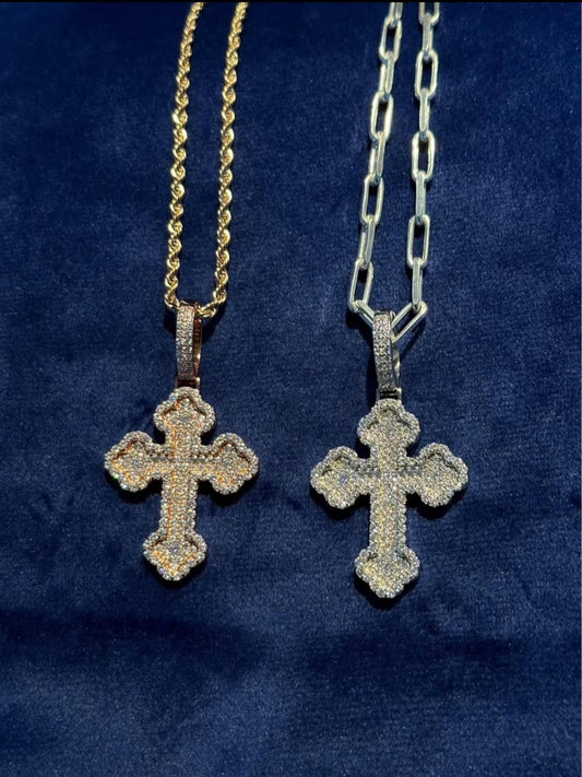 Clover Style Cross Pendant- Moissanite