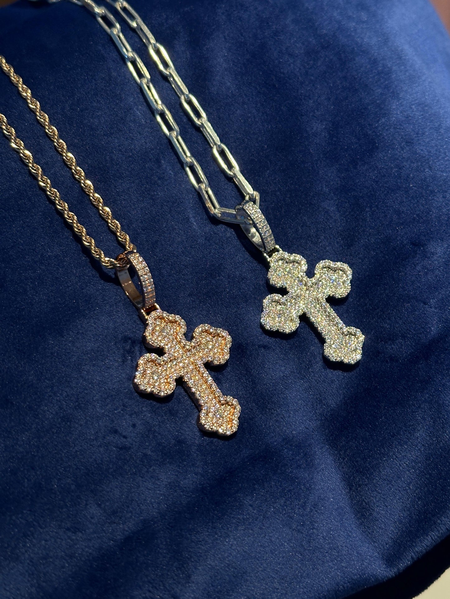 Clover Style Cross Pendant- Moissanite
