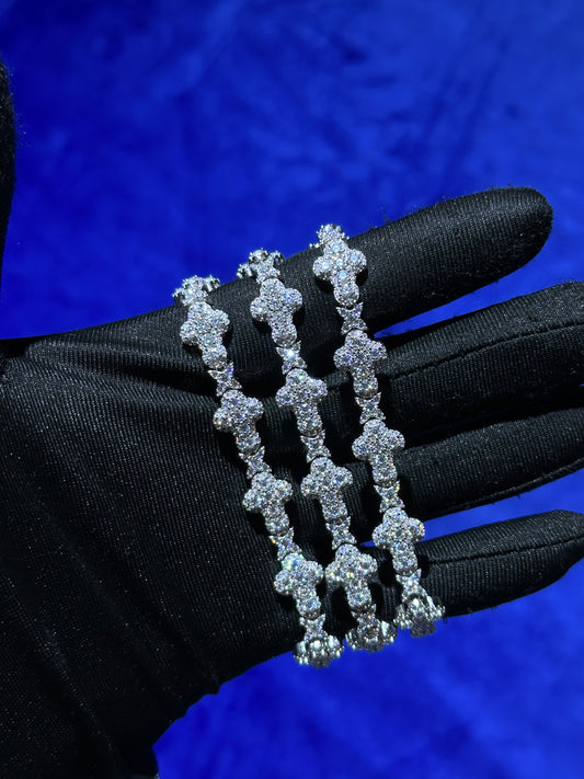 Cluster Stone Cross Bracelet- Moissanite