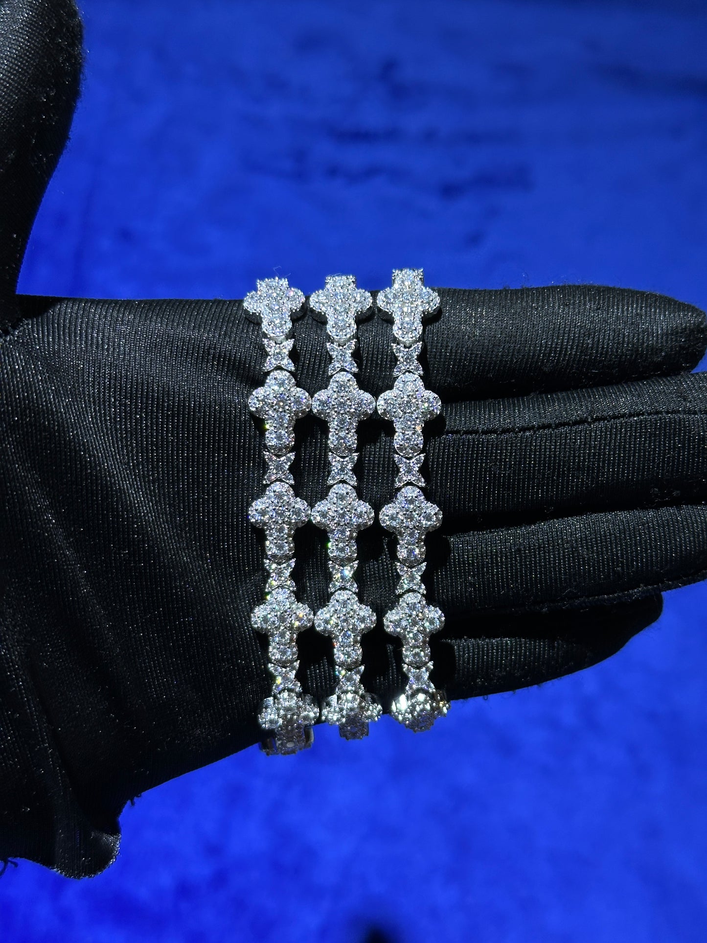 Cluster Stone Cross Bracelet- Moissanite