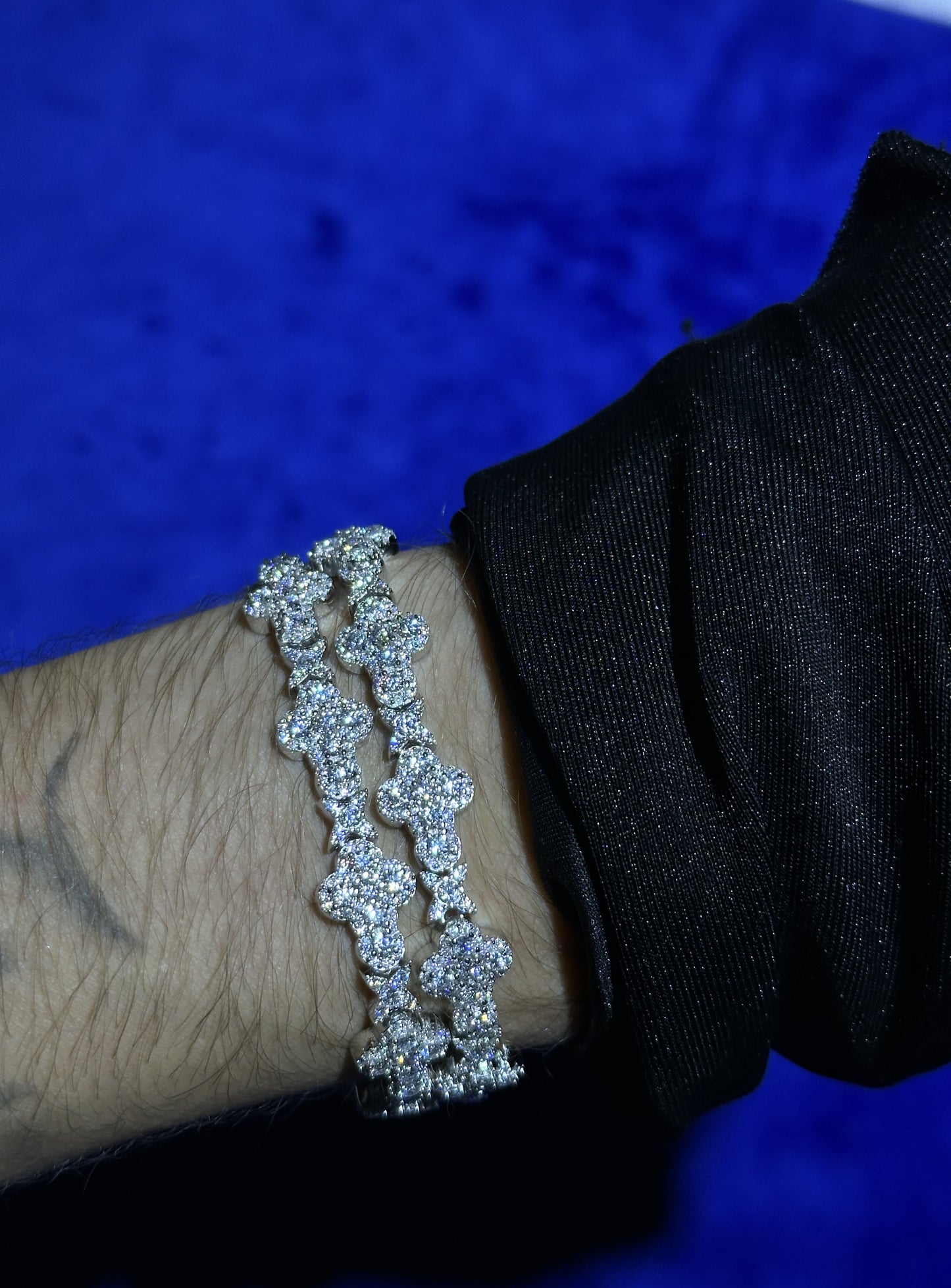 Cluster Stone Cross Bracelet- Moissanite