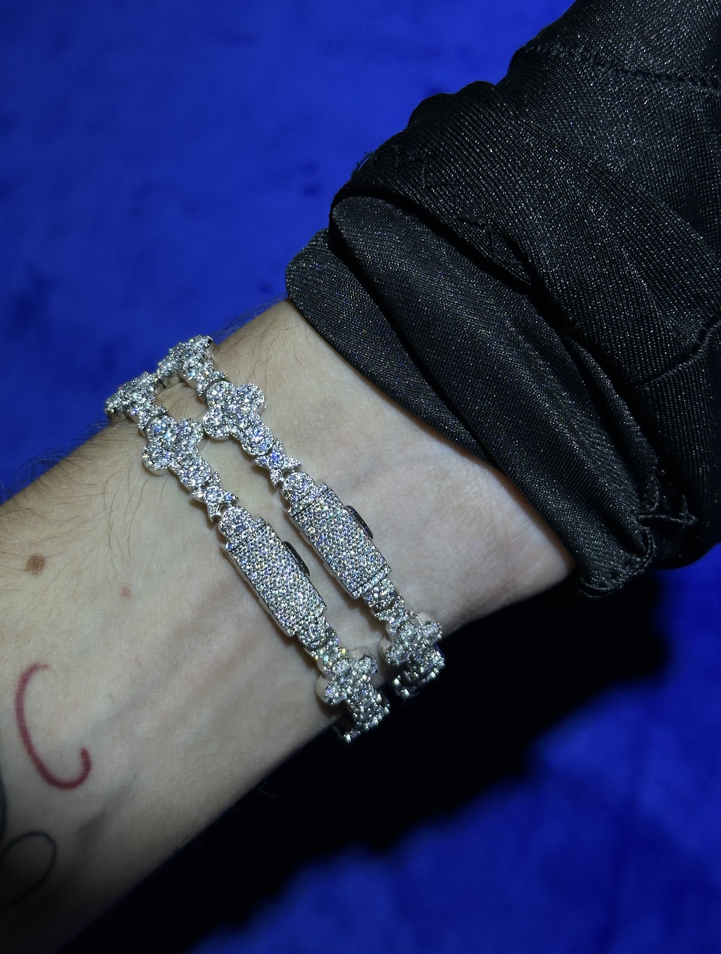 Cluster Stone Cross Bracelet- Moissanite