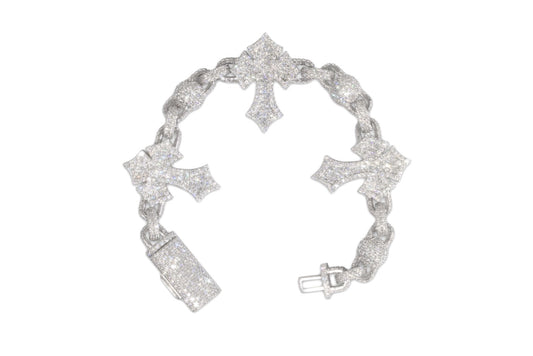 Cross Ball Link Bracelet- Moissanite
