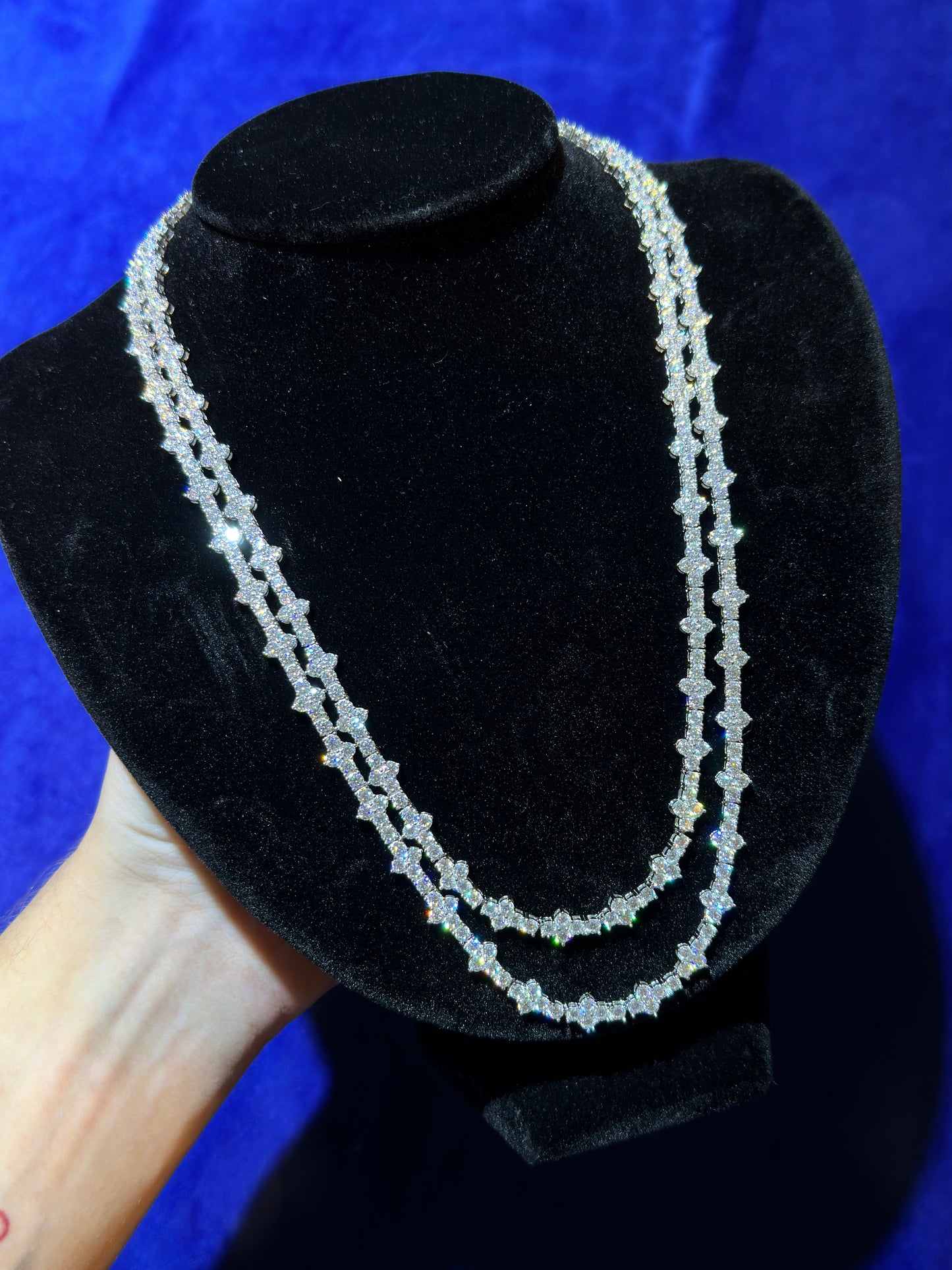 Cross Tennis Necklace- Moissanite