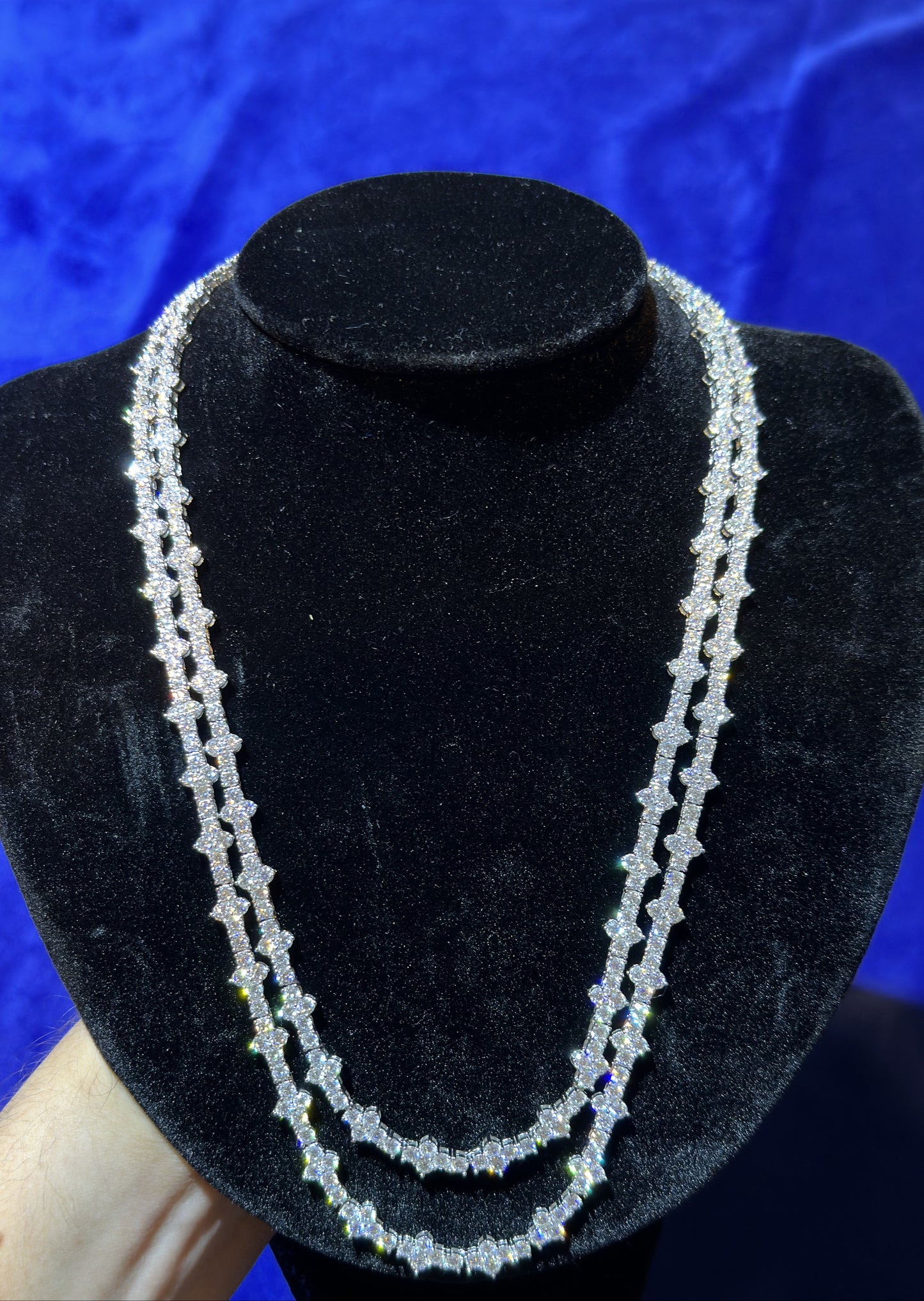 Cross Tennis Necklace- Moissanite