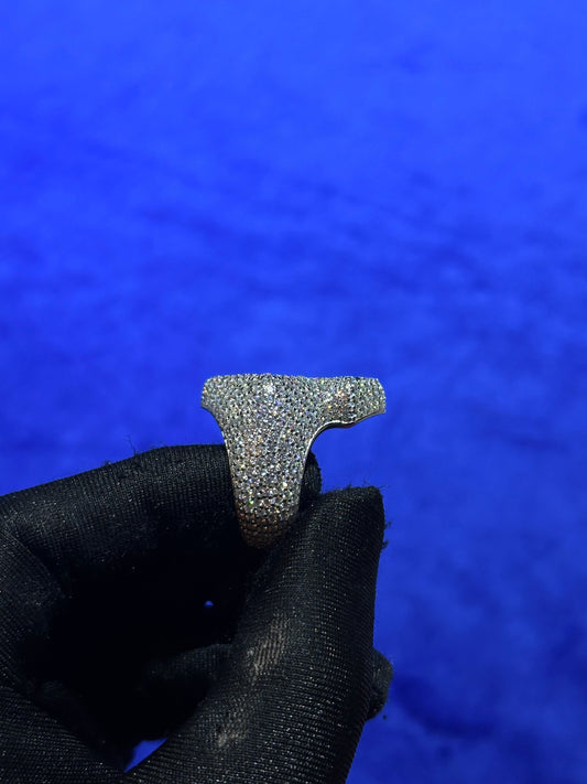 Two Tone Baguette Cross Ring- Moissanite