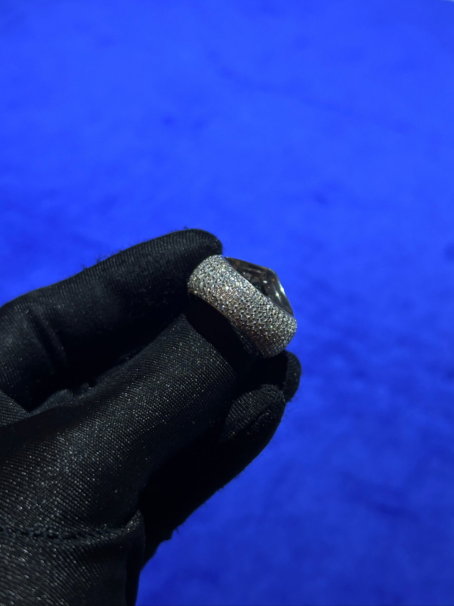 Two Tone Baguette Cross Ring- Moissanite