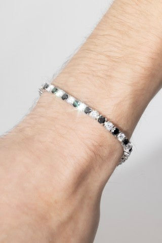 Tennis bracelet black and white 4mm - Moissanite